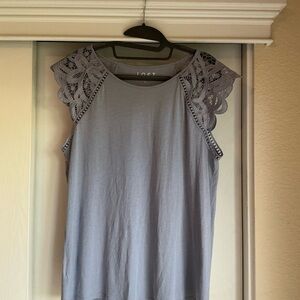 LOFT Women's Light Purple Lace Detail Blouse